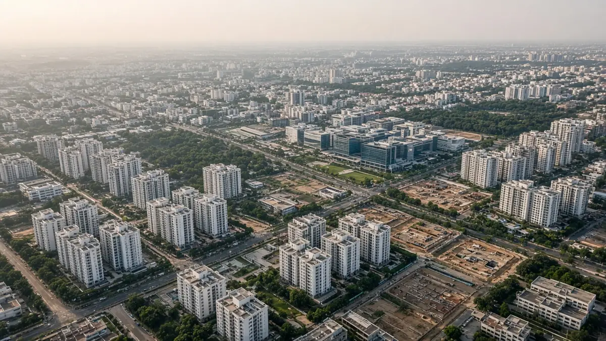 Aerial view of Electronic City and Sarjapur Road apartment clusters