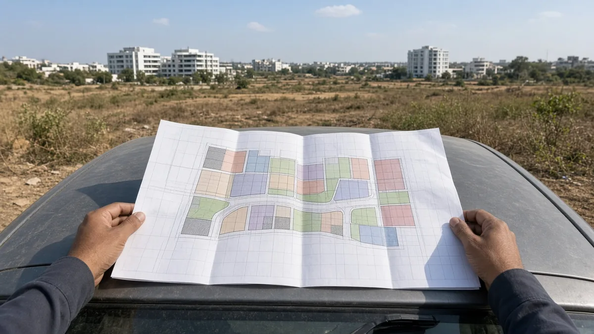 New residential construction along Old Madras Road near Hoskote