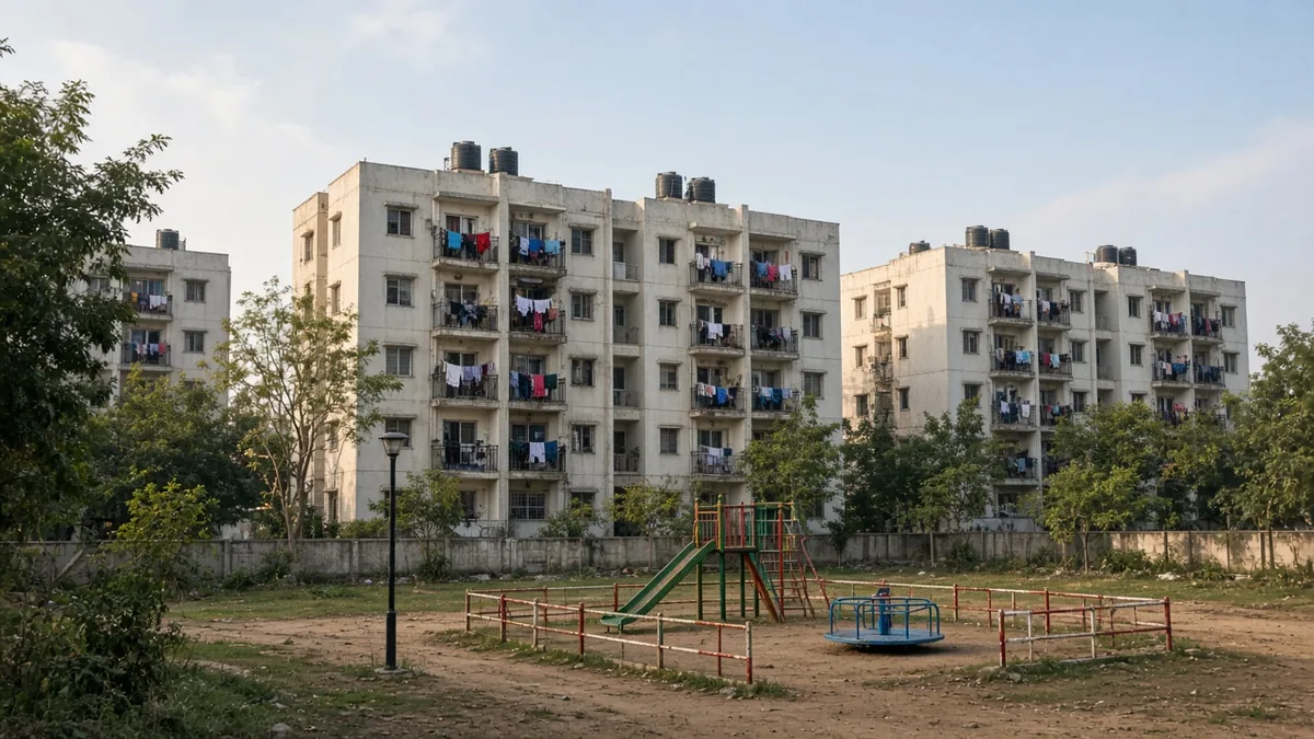 Couple looking at an affordable housing block in Bengaluru