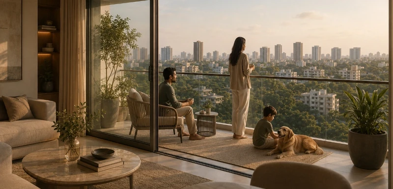 Family evaluating residential apartment options in Bangalore with home buyer concierge