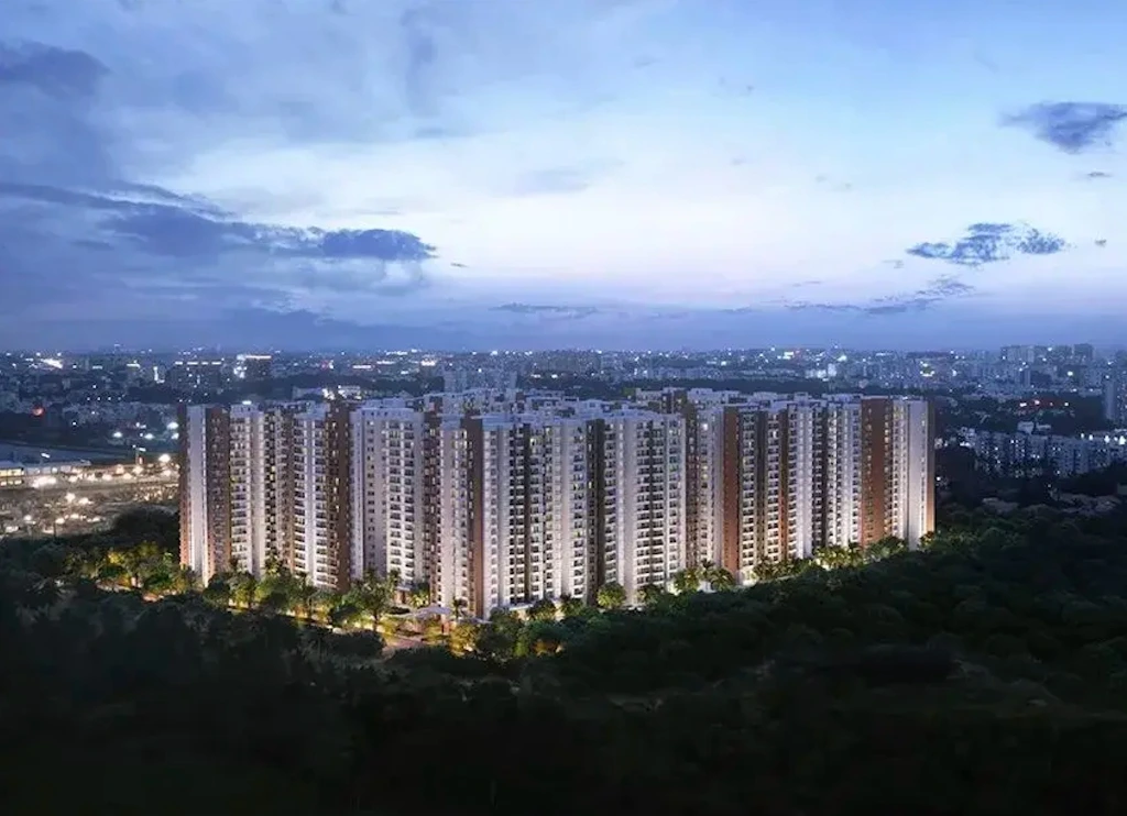 Night Skyline Aerial View