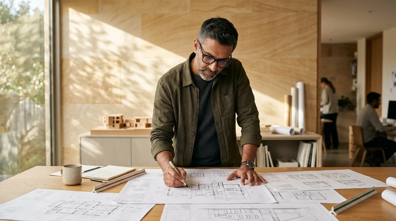 Thoughtful home buyer reviewing property due diligence and developer track record